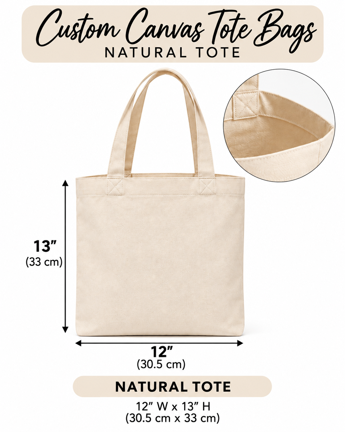 Neutral Canvas Tote Bag | Personalized Design by TGX