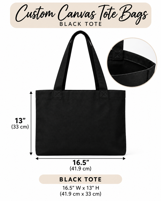 Black Canvas Tote Bag | Personalized Design by TGX
